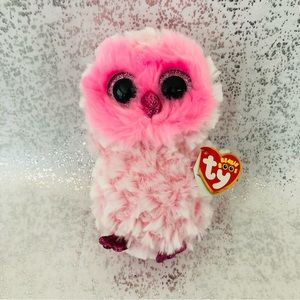 NWT Ty 100% Tysilk 6” Pink Owl Twiggy Plush Stuffed Animal Beanie Baby